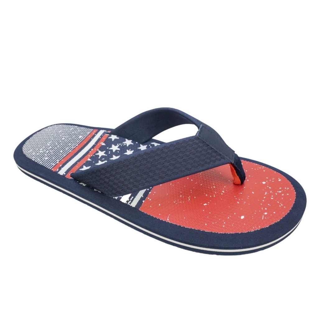 George Men's Ocean Patriotic Flip Flops Sandals Shoes Size 7-8 Red, White, Blue
